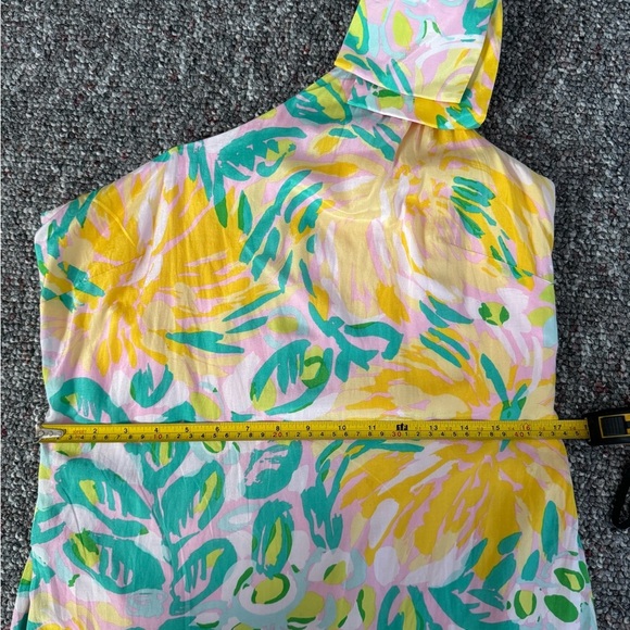 Lilly Pulitzer Chloe 1 Shoulder Pink Barbie Core Soft girl Silk Dress Corset - Picture 4 of 14